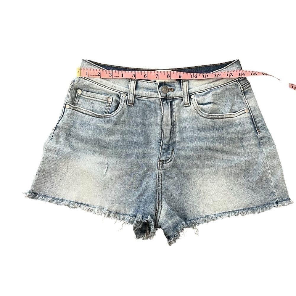 VICTORIA'S SECRET LOVE PINK HIGH WAISTED CUT OFF JEAN SHORTS LIGHT DENIM Size 10 - Picture 3 of 7